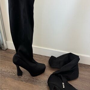 Over knee Elegant Black Women's Platform Boots